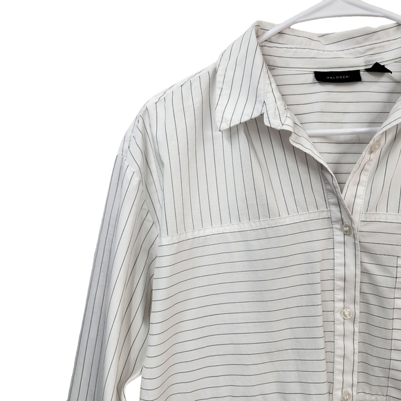 Halogen Women's White Pinstripe Button Down Shirt - S - Picture 2 of 7